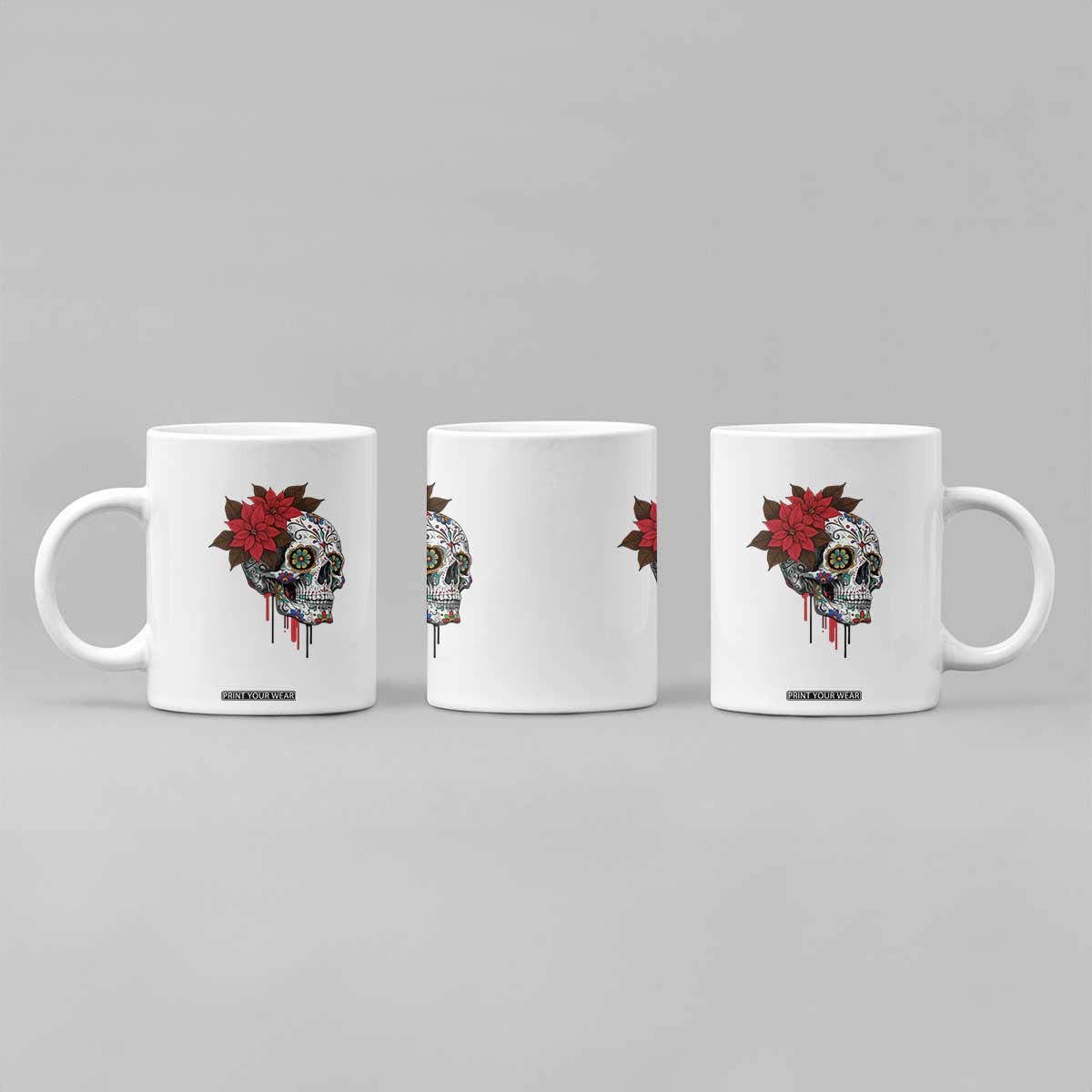 Sugar Skull Calavera Holiday Spirit Mistletoe Coffee Mug TS14 Print Your Wear