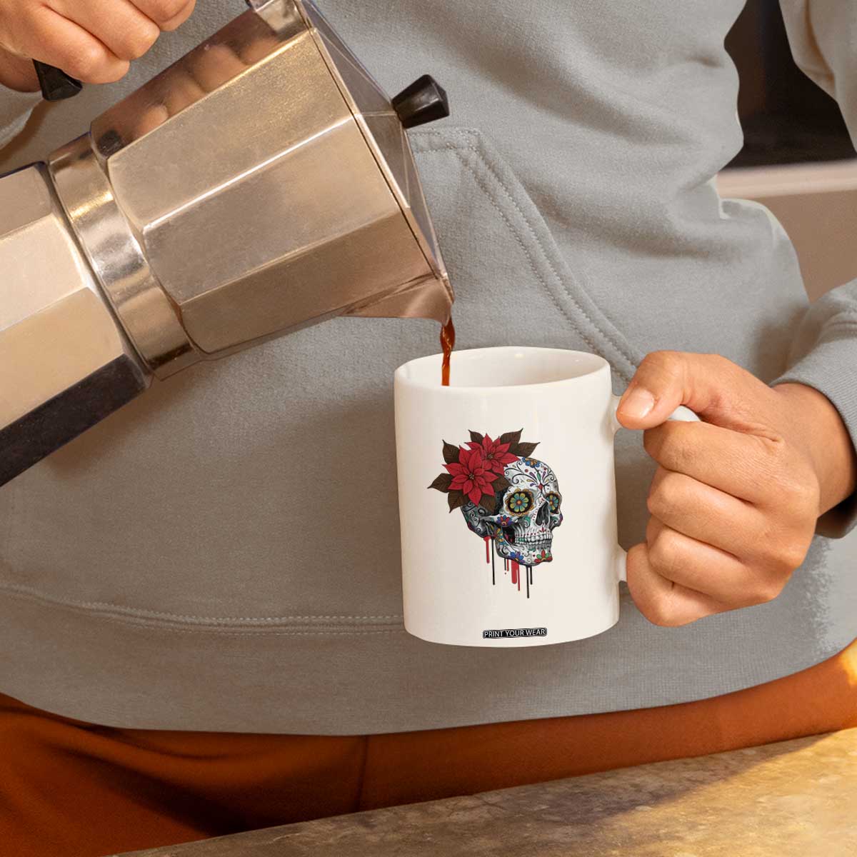 Sugar Skull Calavera Holiday Spirit Mistletoe Coffee Mug TS14 Print Your Wear