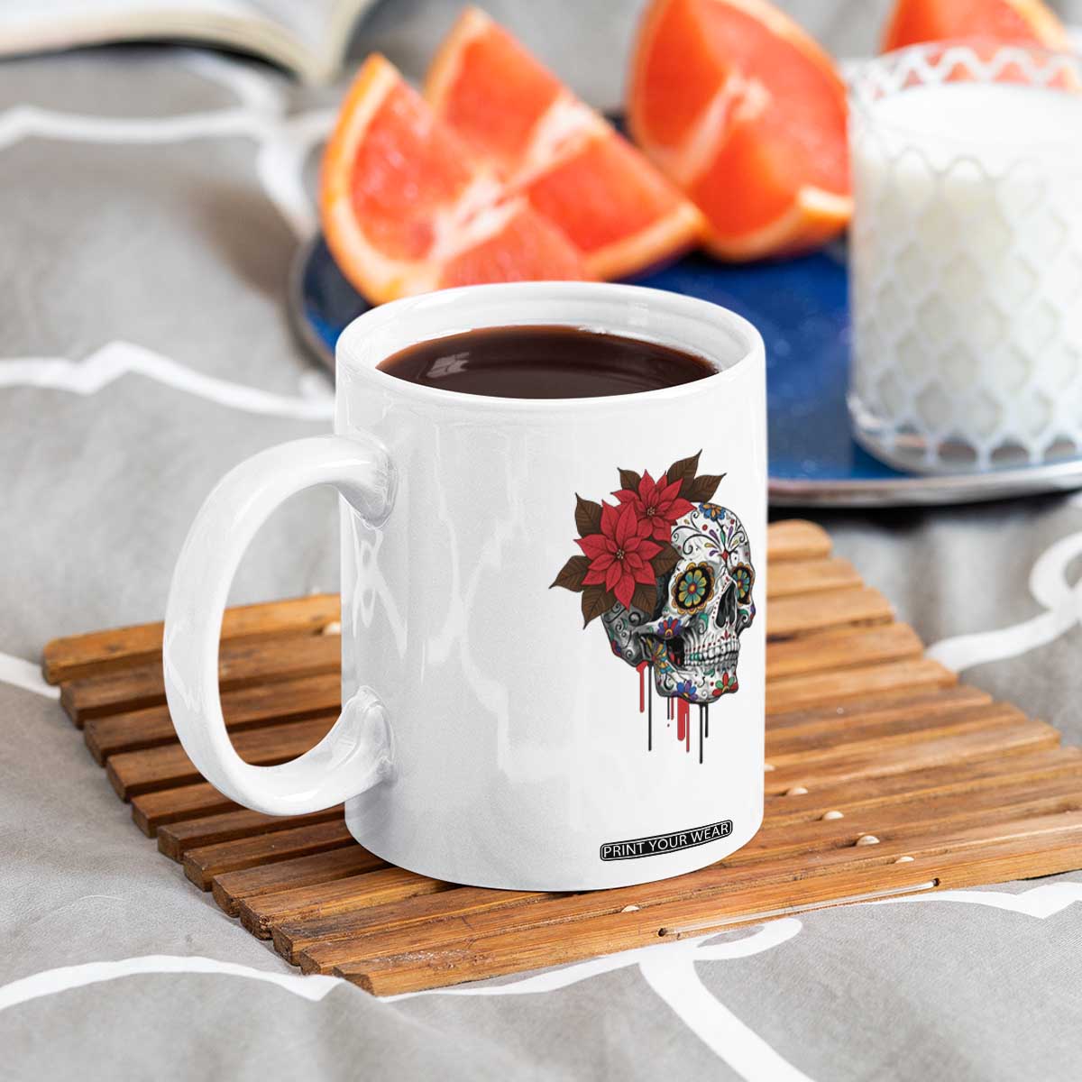 Sugar Skull Calavera Holiday Spirit Mistletoe Coffee Mug TS14 Print Your Wear