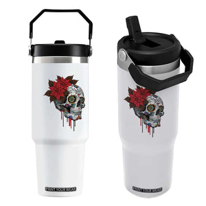 Sugar Skull Calavera Holiday Spirit Mistletoe Flip Straw Tumbler TS14 One Size: 30 oz White Print Your Wear
