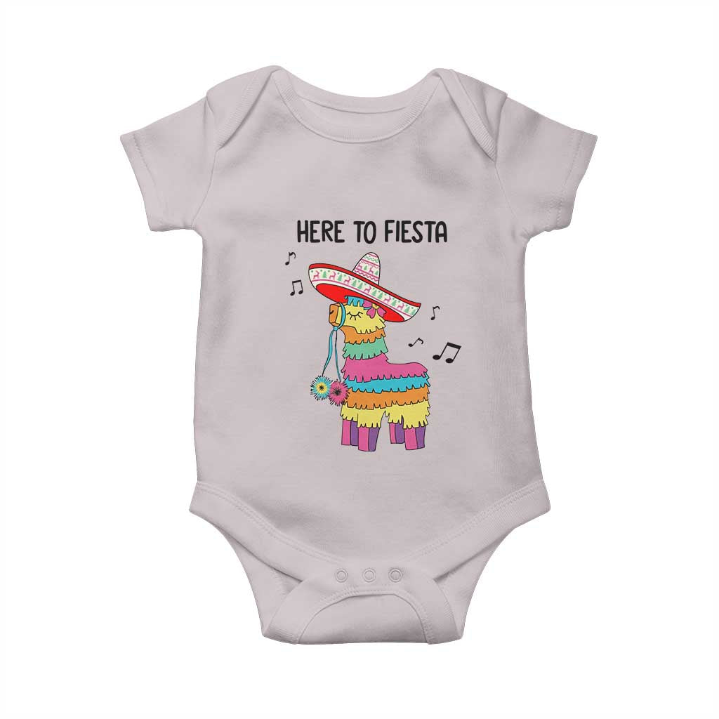 Funny Pinata Mexican Baby Onesie Here To Fiesta TS14 Ice Gray Print Your Wear