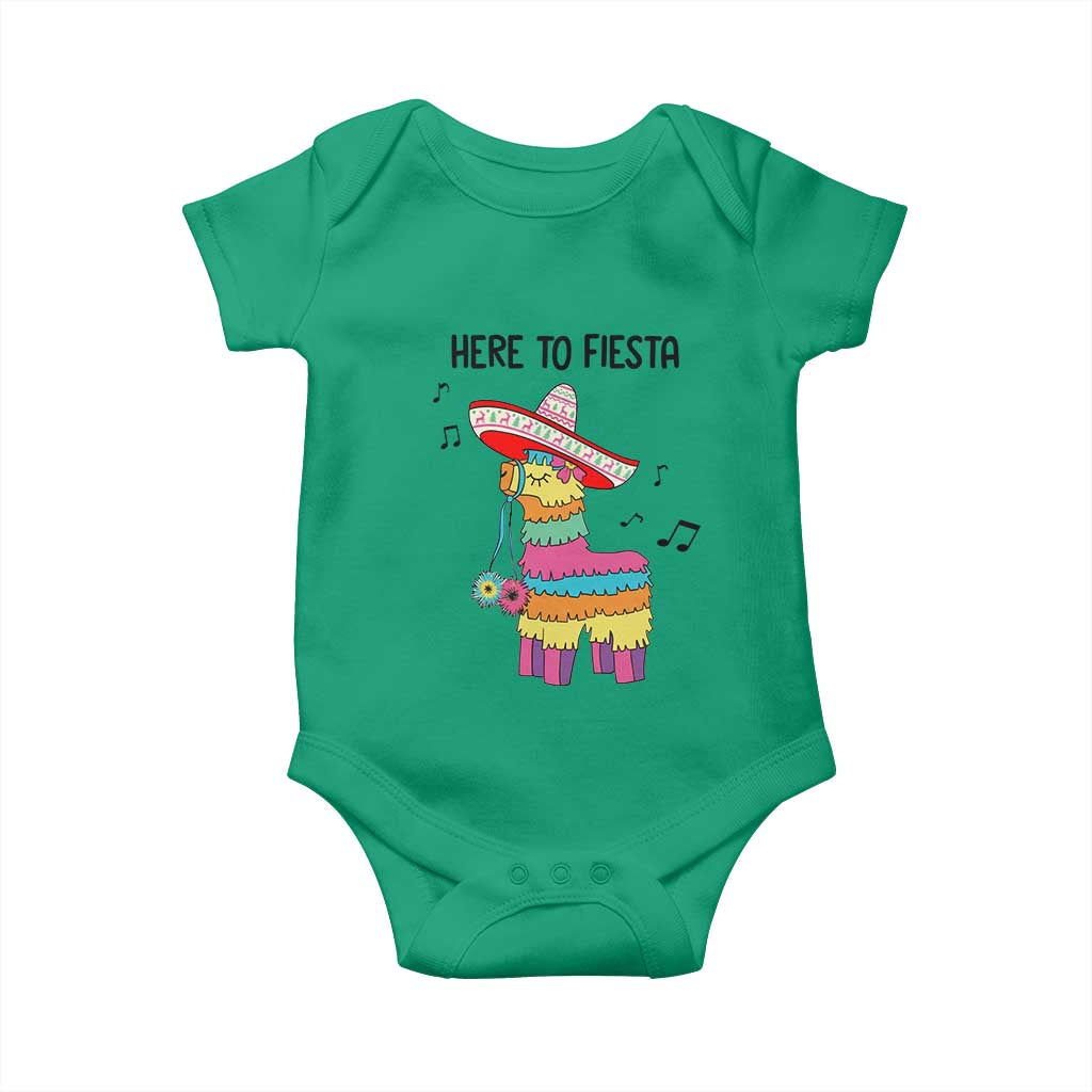 Funny Pinata Mexican Baby Onesie Here To Fiesta TS14 Irish Green Print Your Wear