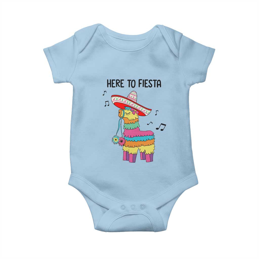 Funny Pinata Mexican Baby Onesie Here To Fiesta TS14 Light Blue Print Your Wear