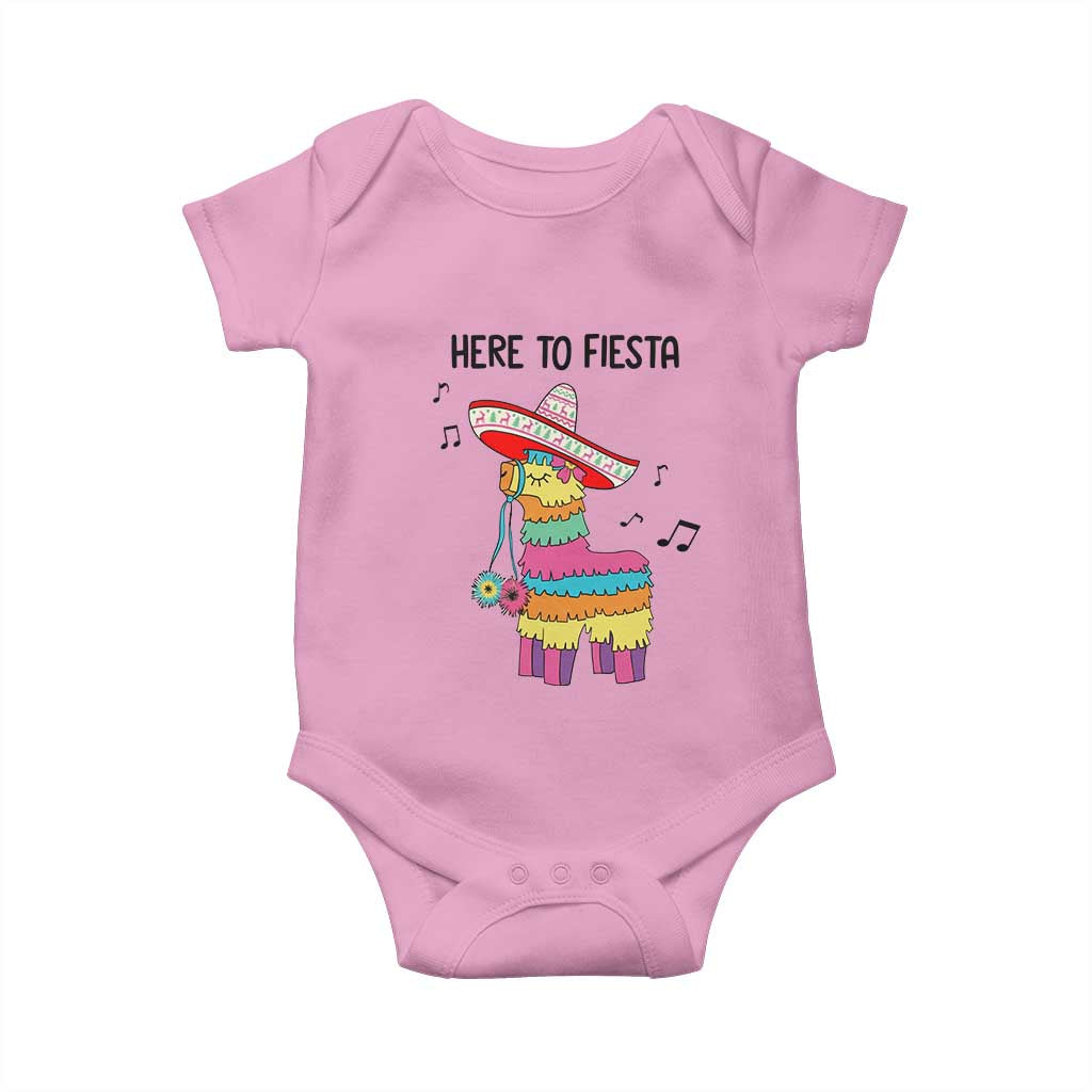 Funny Pinata Mexican Baby Onesie Here To Fiesta TS14 Light Pink Print Your Wear