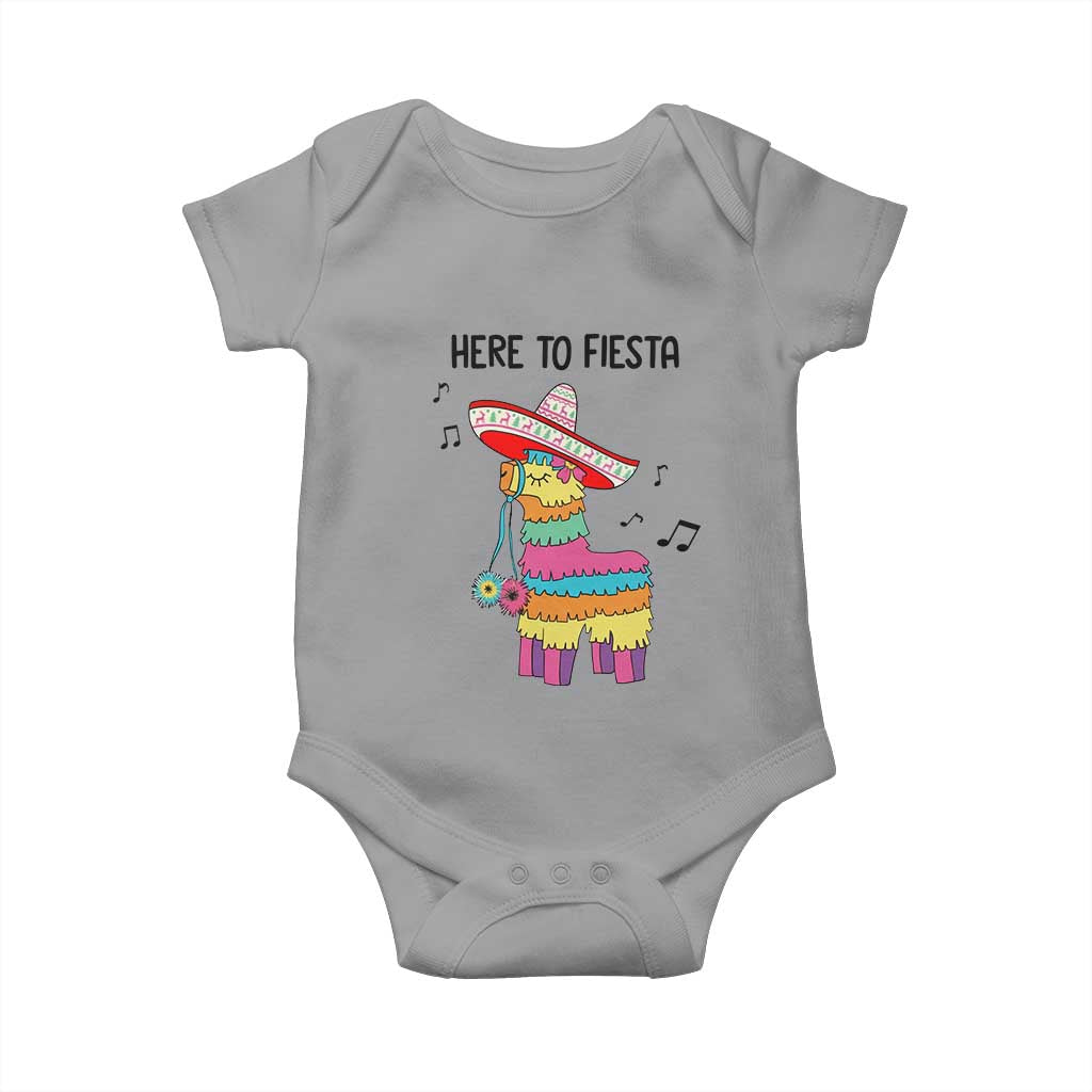 Funny Pinata Mexican Baby Onesie Here To Fiesta TS14 Sport Gray Print Your Wear