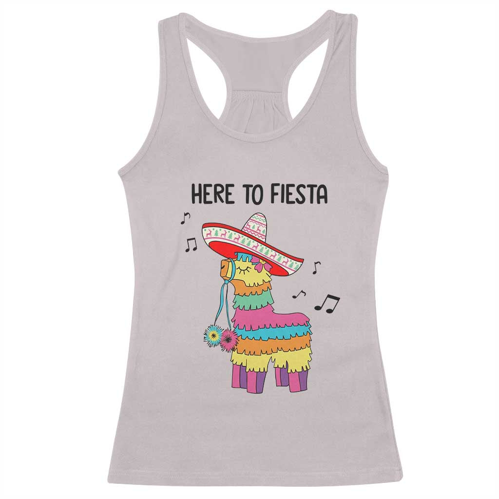 Funny Pinata Mexican Racerback Tank Top Here To Fiesta TS14 Ice Gray Print Your Wear
