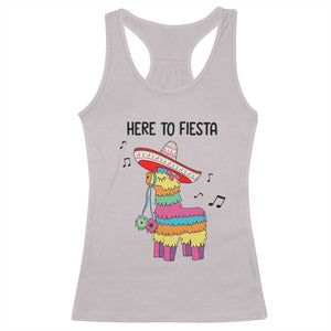 Funny Pinata Mexican Racerback Tank Top Here To Fiesta TS14 Ice Gray Print Your Wear