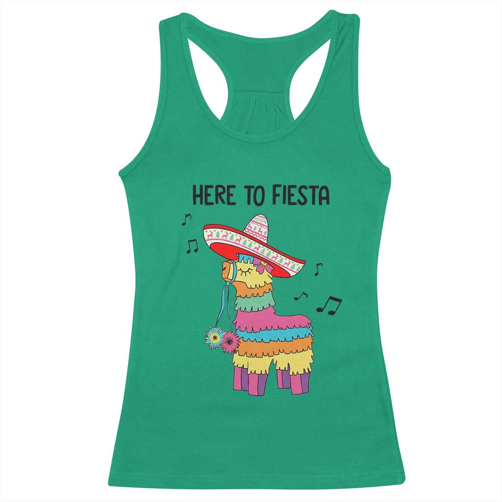 Funny Pinata Mexican Racerback Tank Top Here To Fiesta TS14 Irish Green Print Your Wear