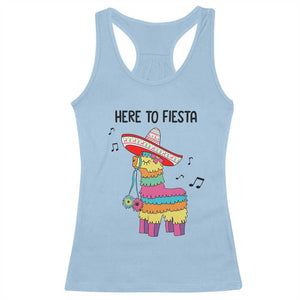 Funny Pinata Mexican Racerback Tank Top Here To Fiesta TS14 Light Blue Print Your Wear