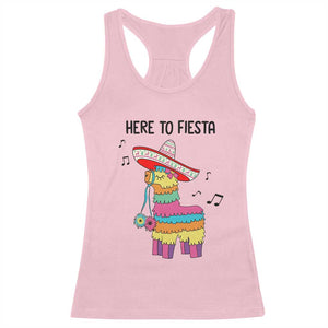 Funny Pinata Mexican Racerback Tank Top Here To Fiesta TS14 Light Pink Print Your Wear