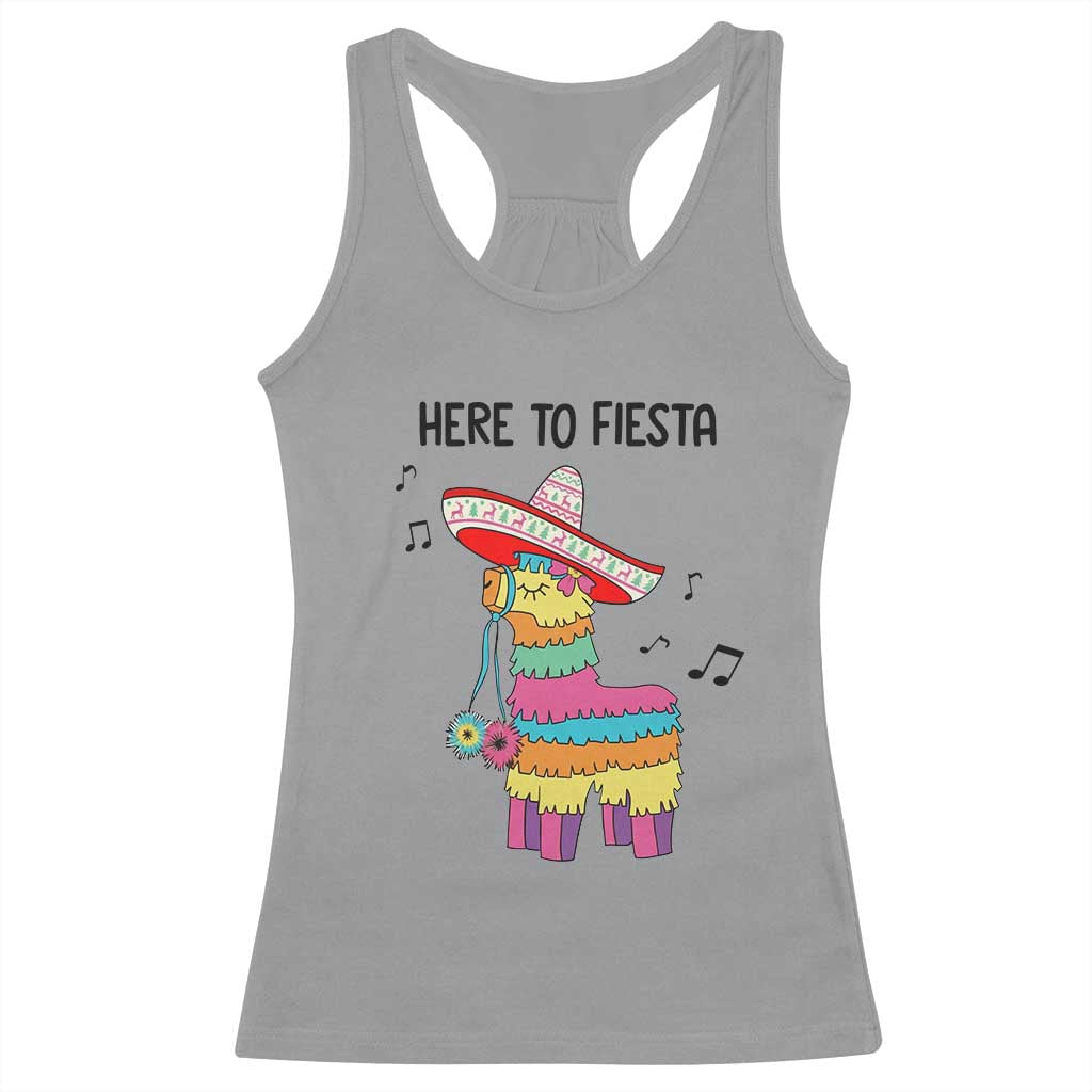 Funny Pinata Mexican Racerback Tank Top Here To Fiesta TS14 Sport Gray Print Your Wear
