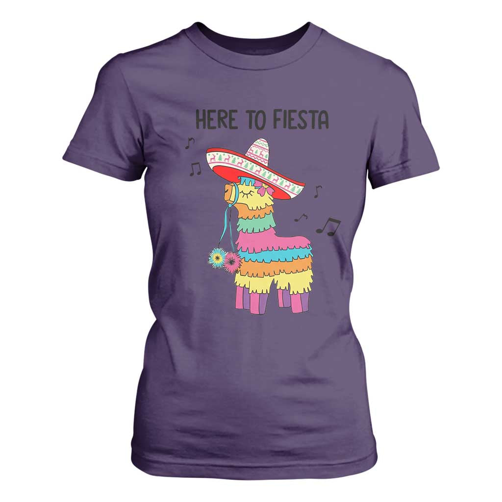 Funny Pinata Mexican T Shirt For Women Here To Fiesta TS14 Purple Print Your Wear