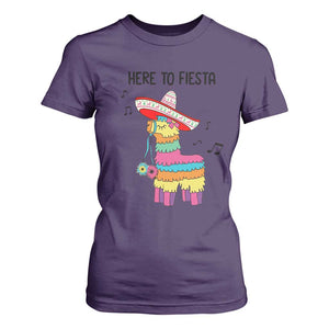 Funny Pinata Mexican T Shirt For Women Here To Fiesta TS14 Purple Print Your Wear