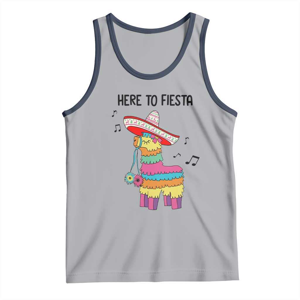 Funny Pinata Mexican Tank Top Here To Fiesta TS14 Athletic Heather Navy Print Your Wear