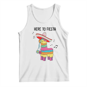Funny Pinata Mexican Tank Top Here To Fiesta TS14 White Print Your Wear