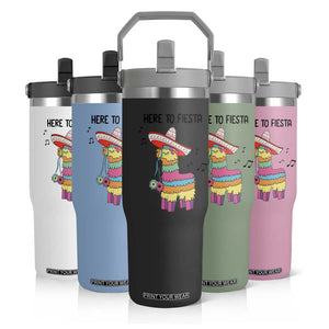 Funny Pinata Mexican Flip Straw Tumbler Here To Fiesta TS14 Print Your Wear