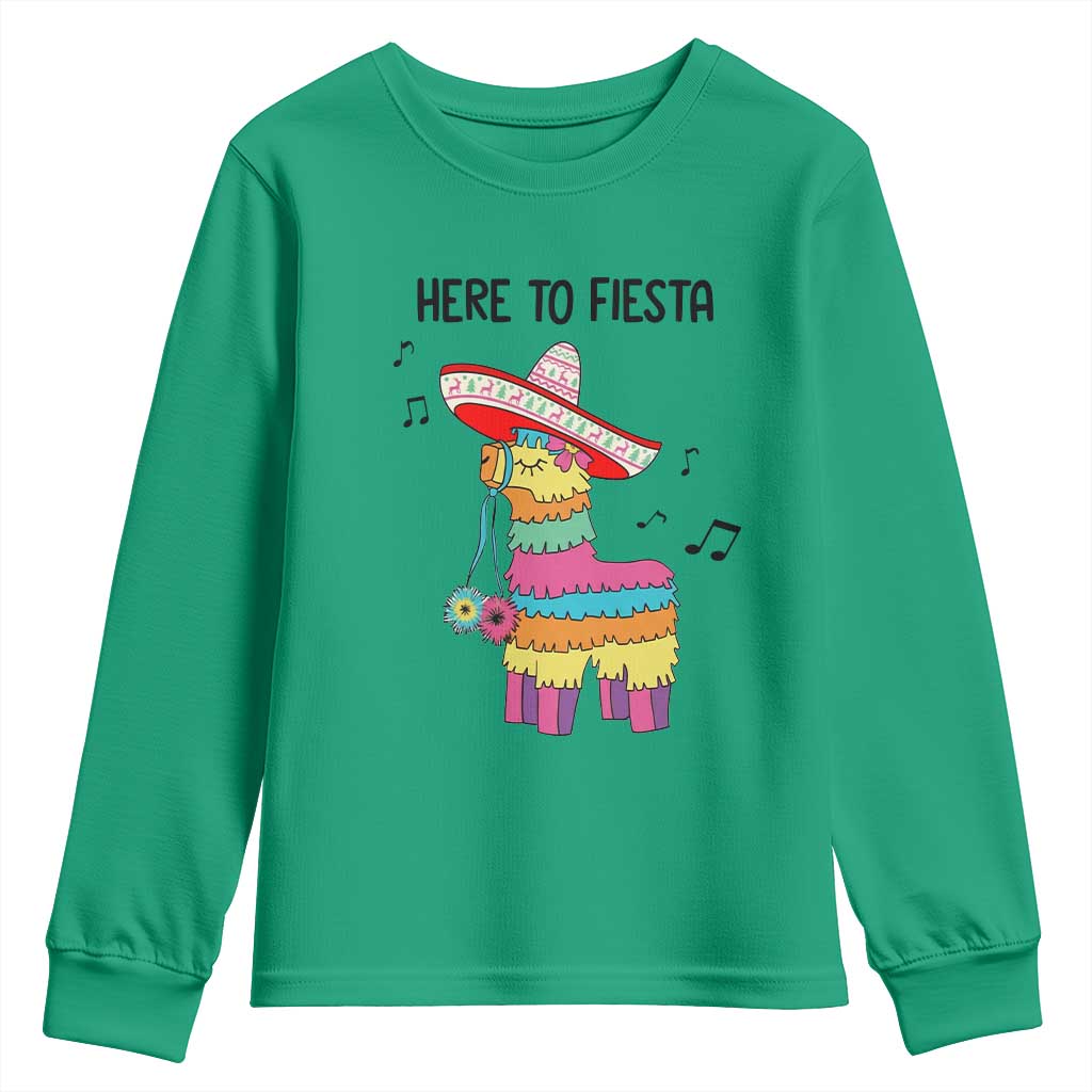 Funny Pinata Mexican Youth Sweatshirt Here To Fiesta TS14 Irish Green Print Your Wear