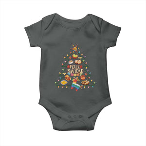Feliz Navidad Baby Onesie Mexican Christmas Tree Fiesta TS14 Dark Heather Print Your Wear