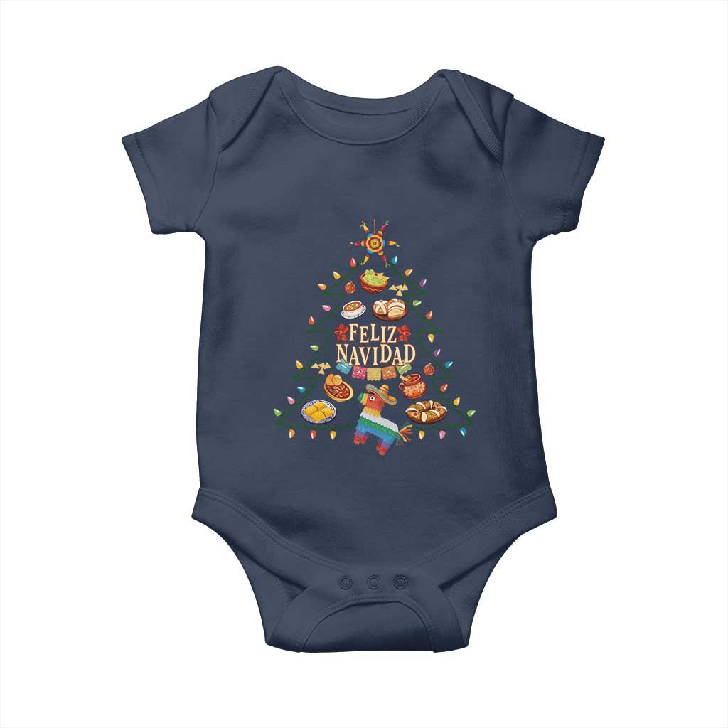 Feliz Navidad Baby Onesie Mexican Christmas Tree Fiesta TS14 Navy Print Your Wear