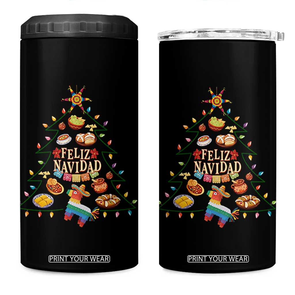 Feliz Navidad 4 in 1 Can Cooler Tumbler Mexican Christmas Tree Fiesta TS14 One Size: 16 oz Black Print Your Wear