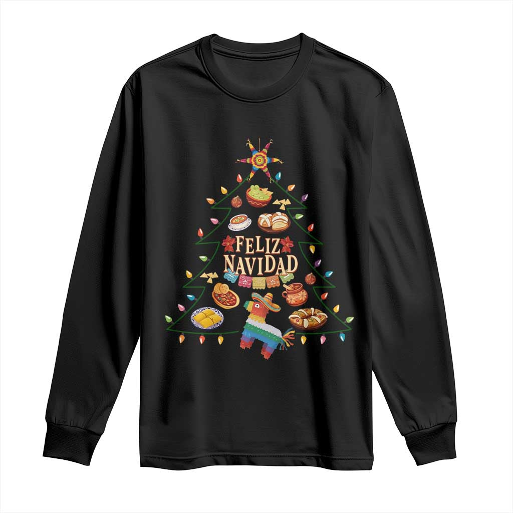 Feliz Navidad Long Sleeve Shirt Mexican Christmas Tree Fiesta TS14 Black Print Your Wear