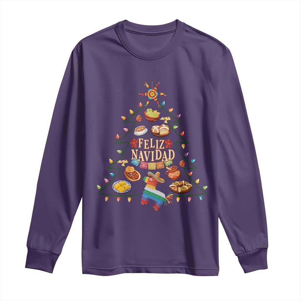 Feliz Navidad Long Sleeve Shirt Mexican Christmas Tree Fiesta TS14 Purple Print Your Wear