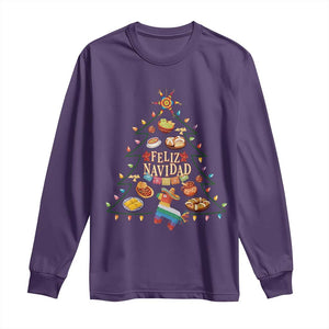 Feliz Navidad Long Sleeve Shirt Mexican Christmas Tree Fiesta TS14 Purple Print Your Wear