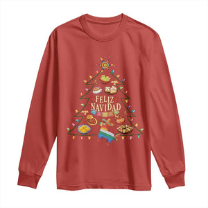 Feliz Navidad Long Sleeve Shirt Mexican Christmas Tree Fiesta TS14 Red Print Your Wear