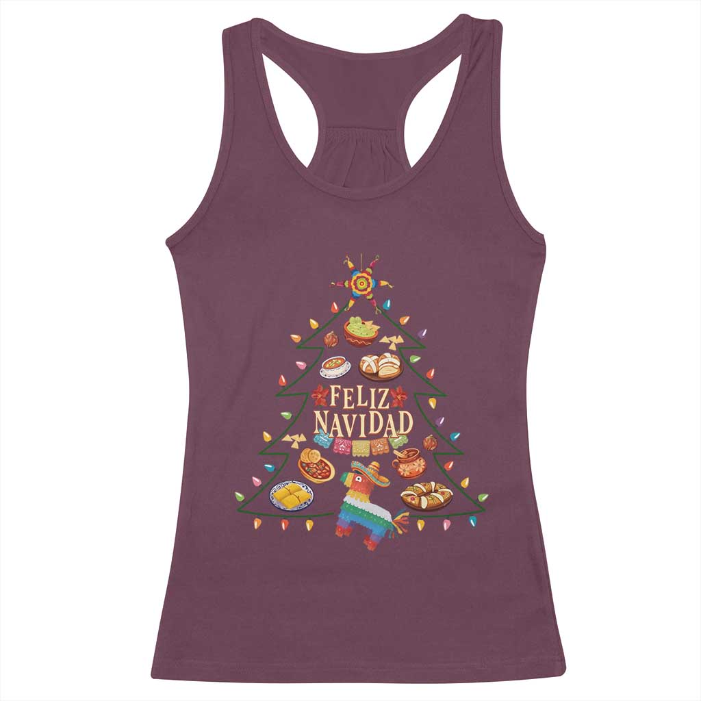 Feliz Navidad Racerback Tank Top Mexican Christmas Tree Fiesta TS14 Maroon Print Your Wear