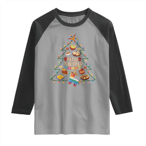 Feliz Navidad Raglan Shirt Mexican Christmas Tree Fiesta TS14 Sport Gray Black Print Your Wear