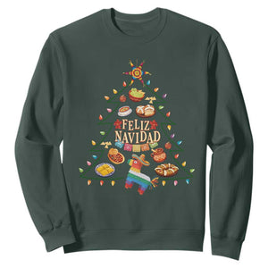 Feliz Navidad Sweatshirt Mexican Christmas Tree Fiesta TS14 Dark Forest Green Print Your Wear