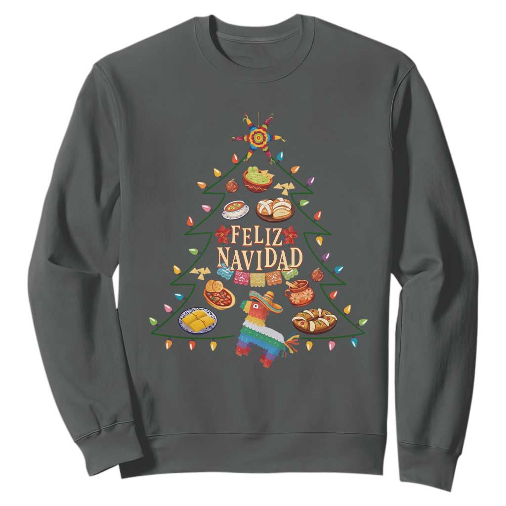Feliz Navidad Sweatshirt Mexican Christmas Tree Fiesta TS14 Dark Heather Print Your Wear