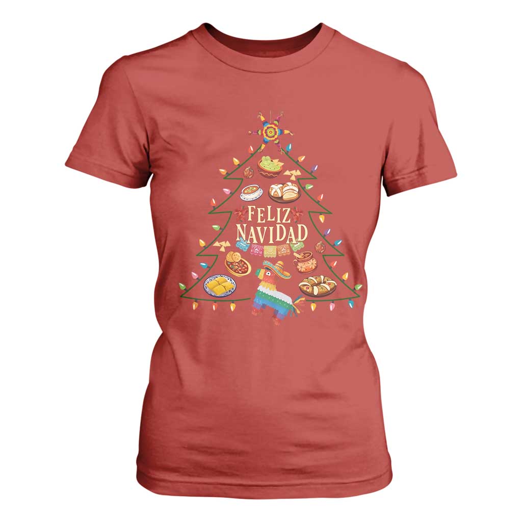 Feliz Navidad T Shirt For Women Mexican Christmas Tree Fiesta TS14 Red Print Your Wear