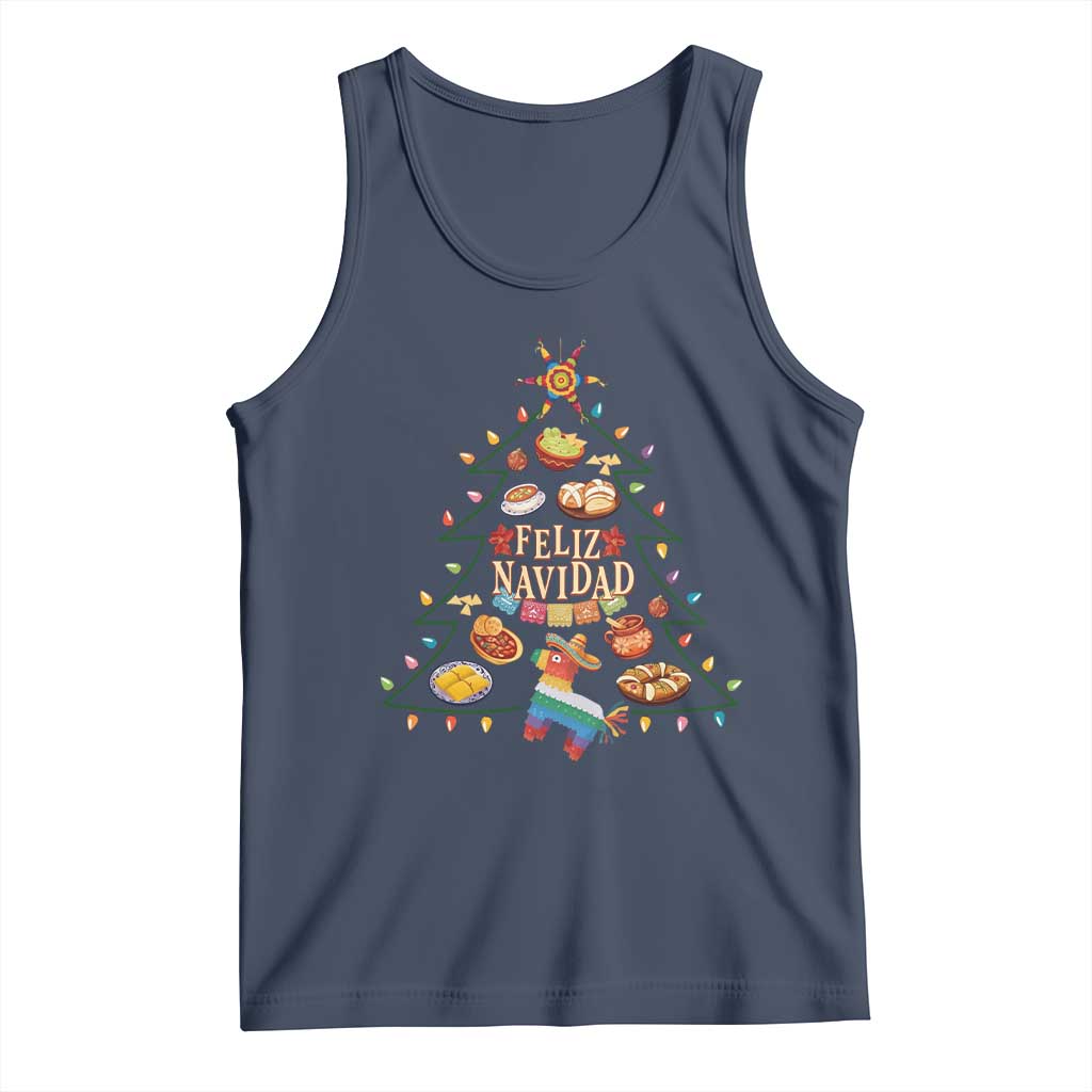 Feliz Navidad Tank Top Mexican Christmas Tree Fiesta TS14 Navy Print Your Wear