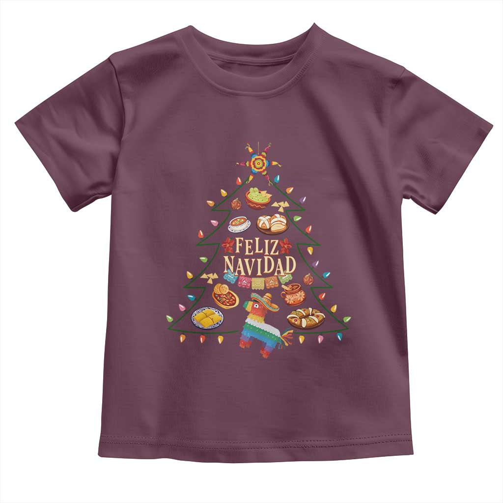 Feliz Navidad Toddler T Shirt Mexican Christmas Tree Fiesta TS14 Maroon Print Your Wear