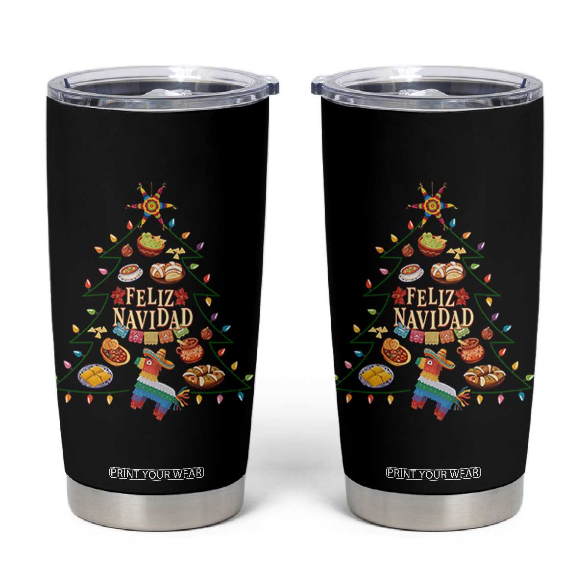 Feliz Navidad Tumbler Cup Mexican Christmas Tree Fiesta TS14 Black Print Your Wear