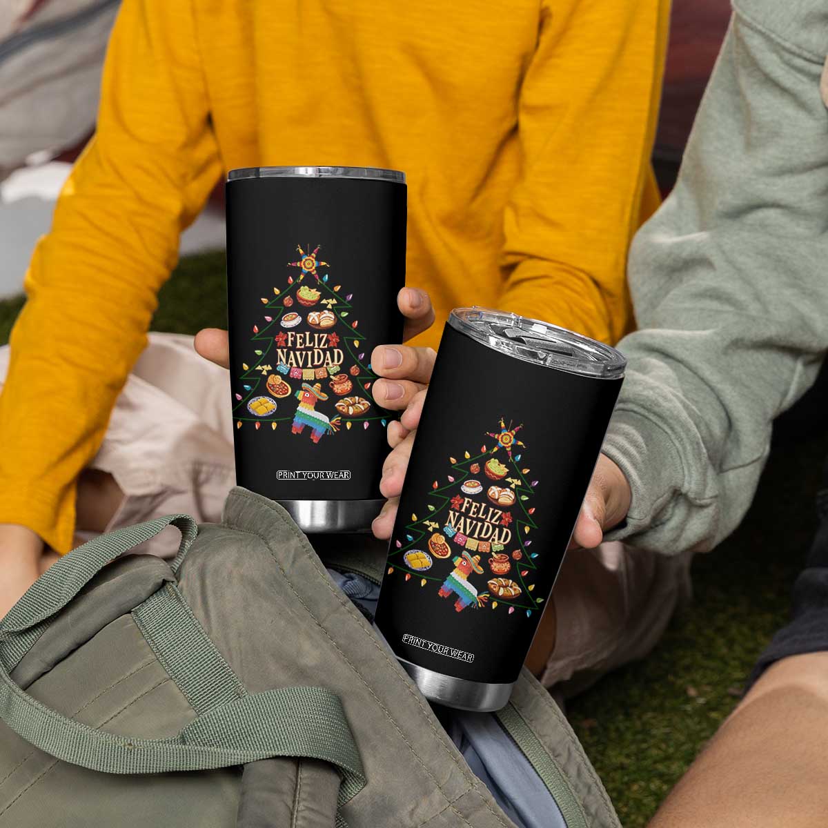 Feliz Navidad Tumbler Cup Mexican Christmas Tree Fiesta TS14 Print Your Wear