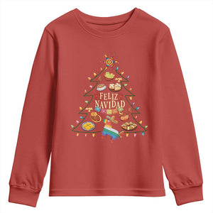 Feliz Navidad Youth Sweatshirt Mexican Christmas Tree Fiesta TS14 Red Print Your Wear