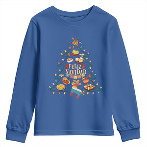 Feliz Navidad Youth Sweatshirt Mexican Christmas Tree Fiesta TS14 Royal Blue Print Your Wear