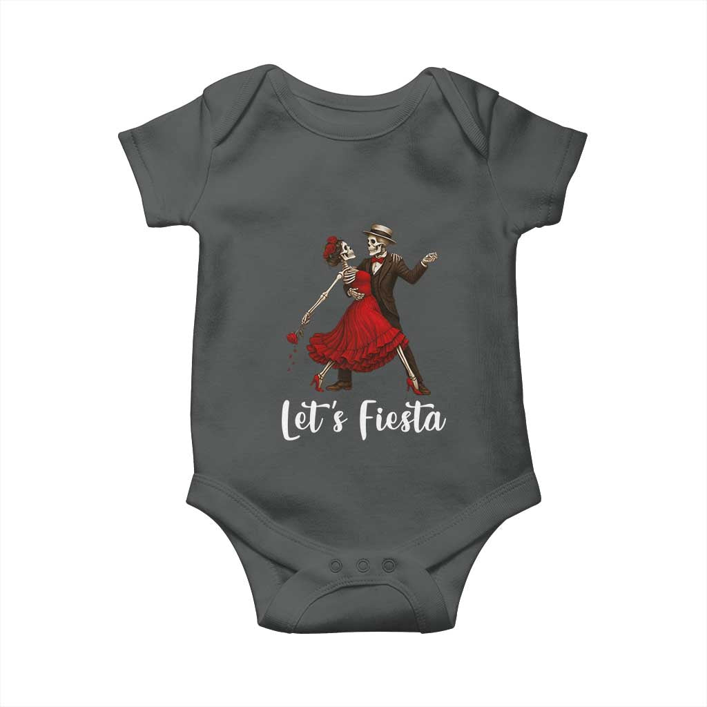 Skeleton Mexican Christmas Baby Onesie Let us Fiesta TS14 Dark Heather Print Your Wear