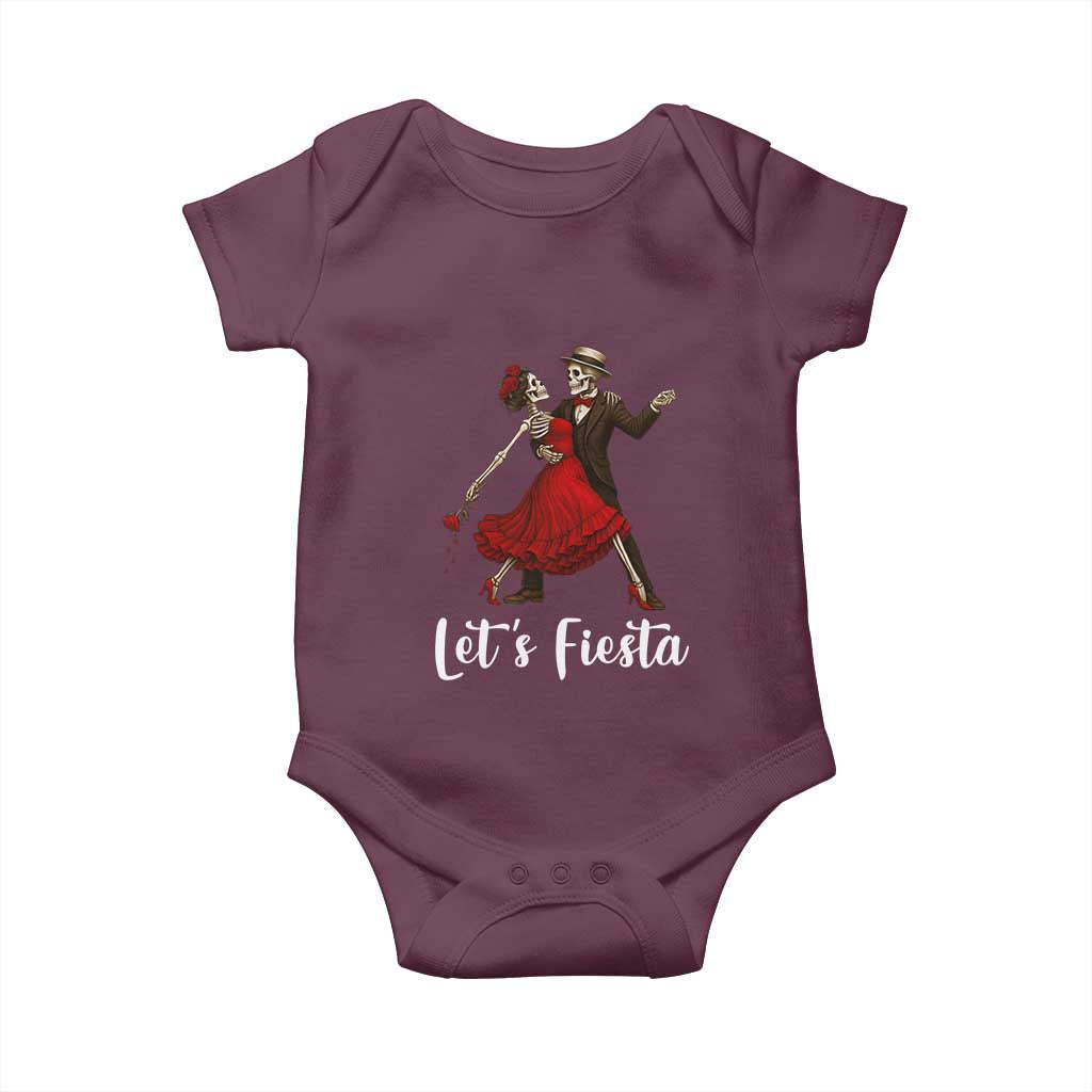 Skeleton Mexican Christmas Baby Onesie Let us Fiesta TS14 Maroon Print Your Wear