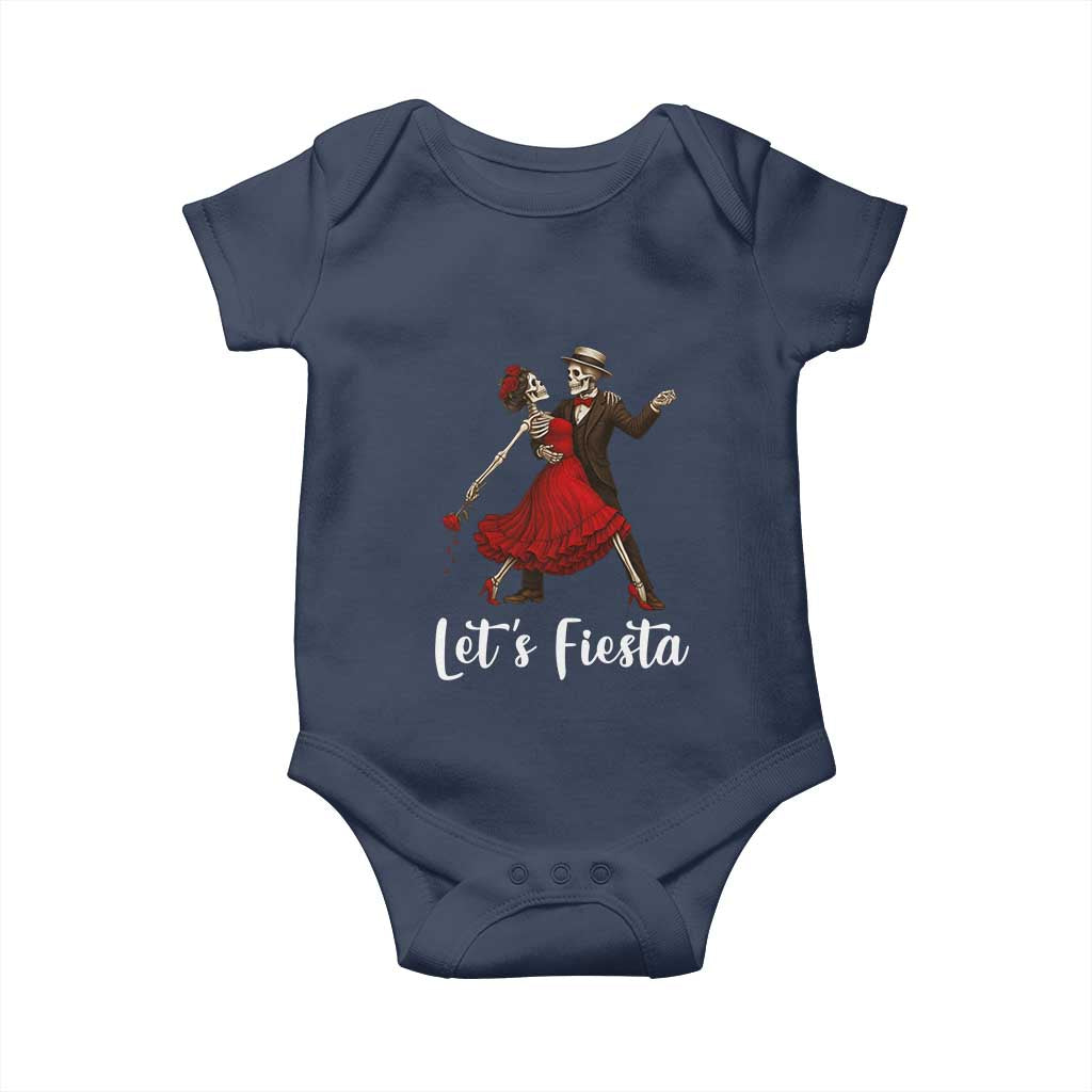 Skeleton Mexican Christmas Baby Onesie Let us Fiesta TS14 Navy Print Your Wear