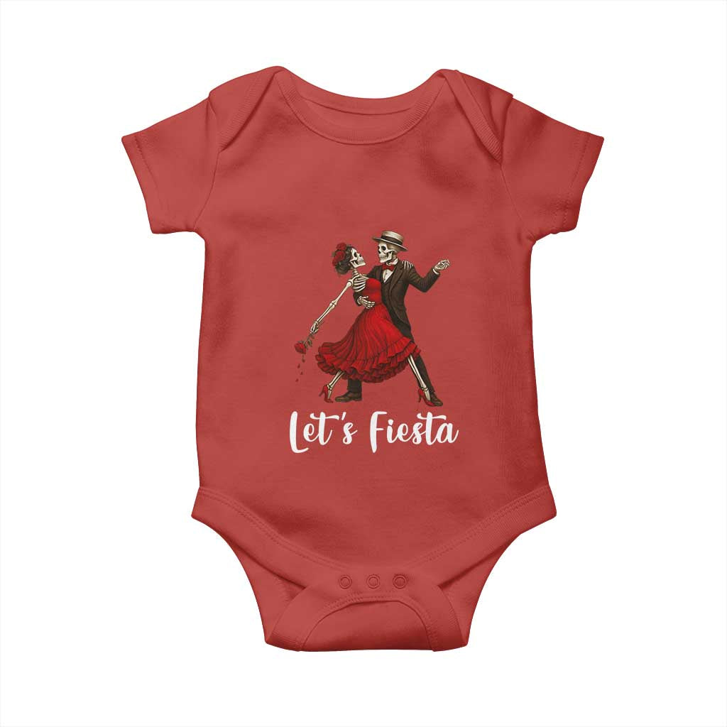 Skeleton Mexican Christmas Baby Onesie Let us Fiesta TS14 Red Print Your Wear