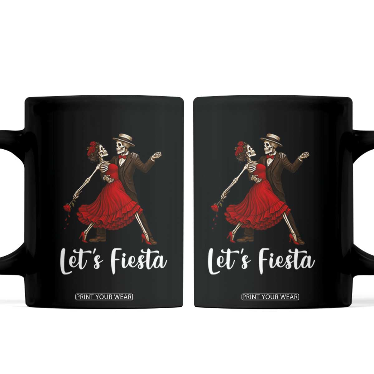 Skeleton Mexican Christmas Coffee Mug Let us Fiesta TS14 Black Print Your Wear
