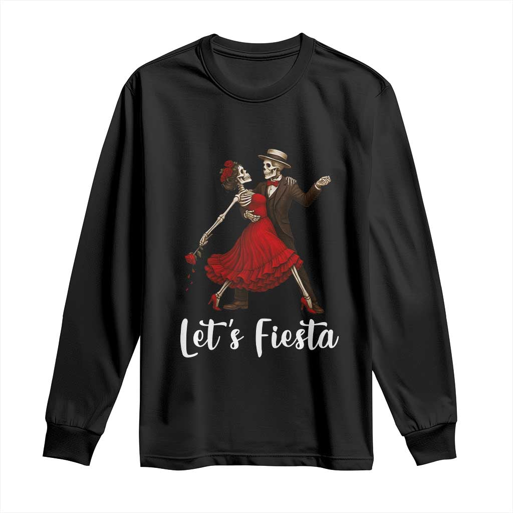 Skeleton Mexican Christmas Long Sleeve Shirt Let us Fiesta TS14 Black Print Your Wear