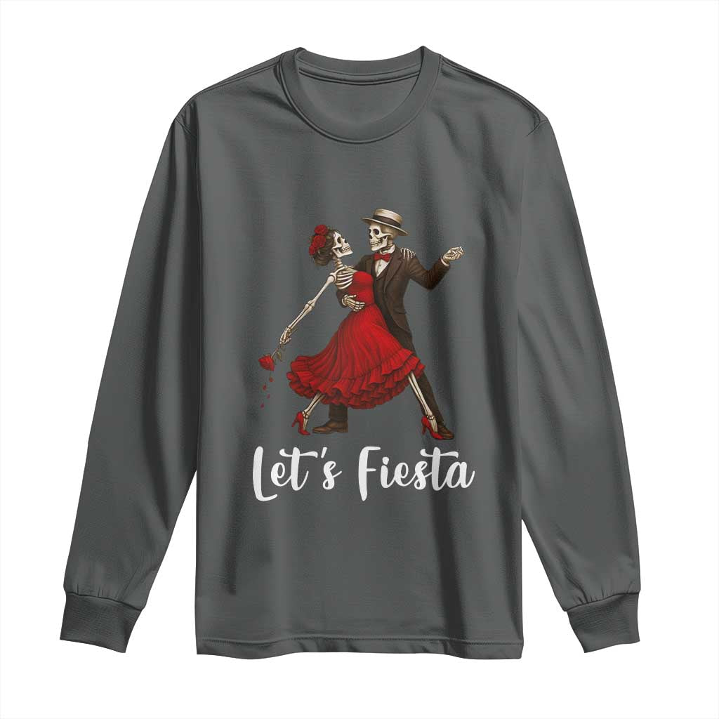 Skeleton Mexican Christmas Long Sleeve Shirt Let us Fiesta TS14 Dark Heather Print Your Wear