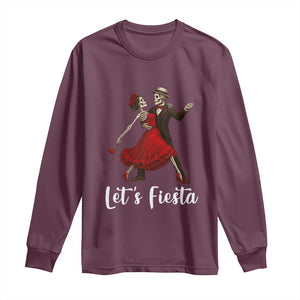 Skeleton Mexican Christmas Long Sleeve Shirt Let us Fiesta TS14 Maroon Print Your Wear