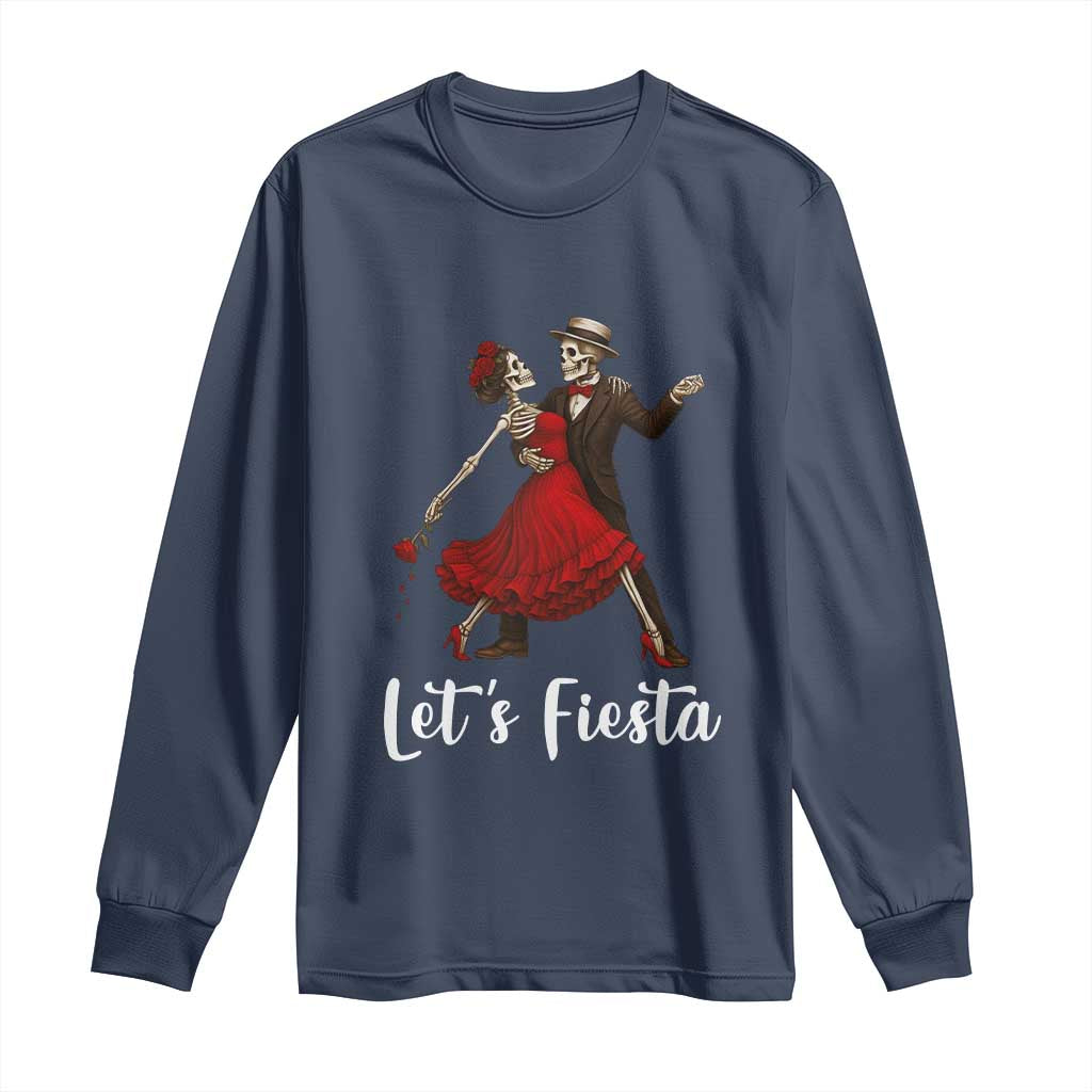 Skeleton Mexican Christmas Long Sleeve Shirt Let us Fiesta TS14 Navy Print Your Wear