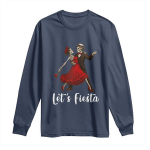 Skeleton Mexican Christmas Long Sleeve Shirt Let us Fiesta TS14 Navy Print Your Wear