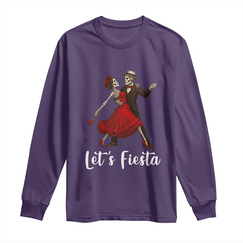 Skeleton Mexican Christmas Long Sleeve Shirt Let us Fiesta TS14 Purple Print Your Wear
